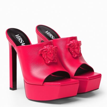 Replica Versace La Medusa Platform Mules In Red Calfskin