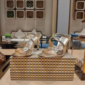 Replica Jimmy Choo Anise 75 Mule Sandals In Gold Metallic Nappa 2