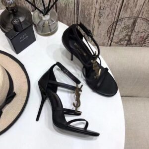 Replica Saint Laurent Cassandra 100 Sandals In Black Calfskin 2