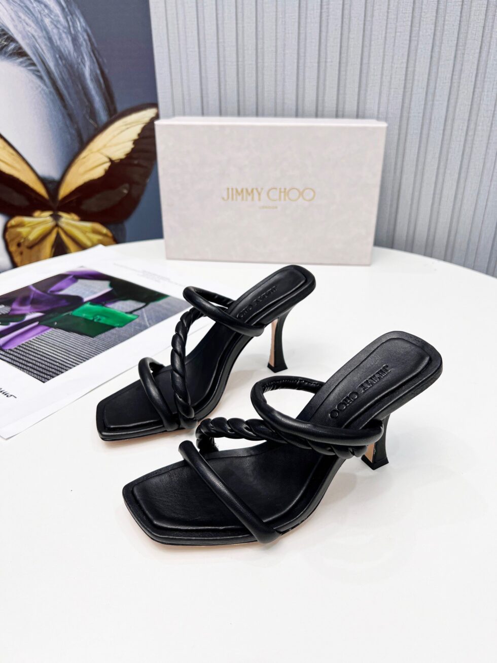 Replica Jimmy Choo Diosa 90 Sandals In Black Nappa Leather 105