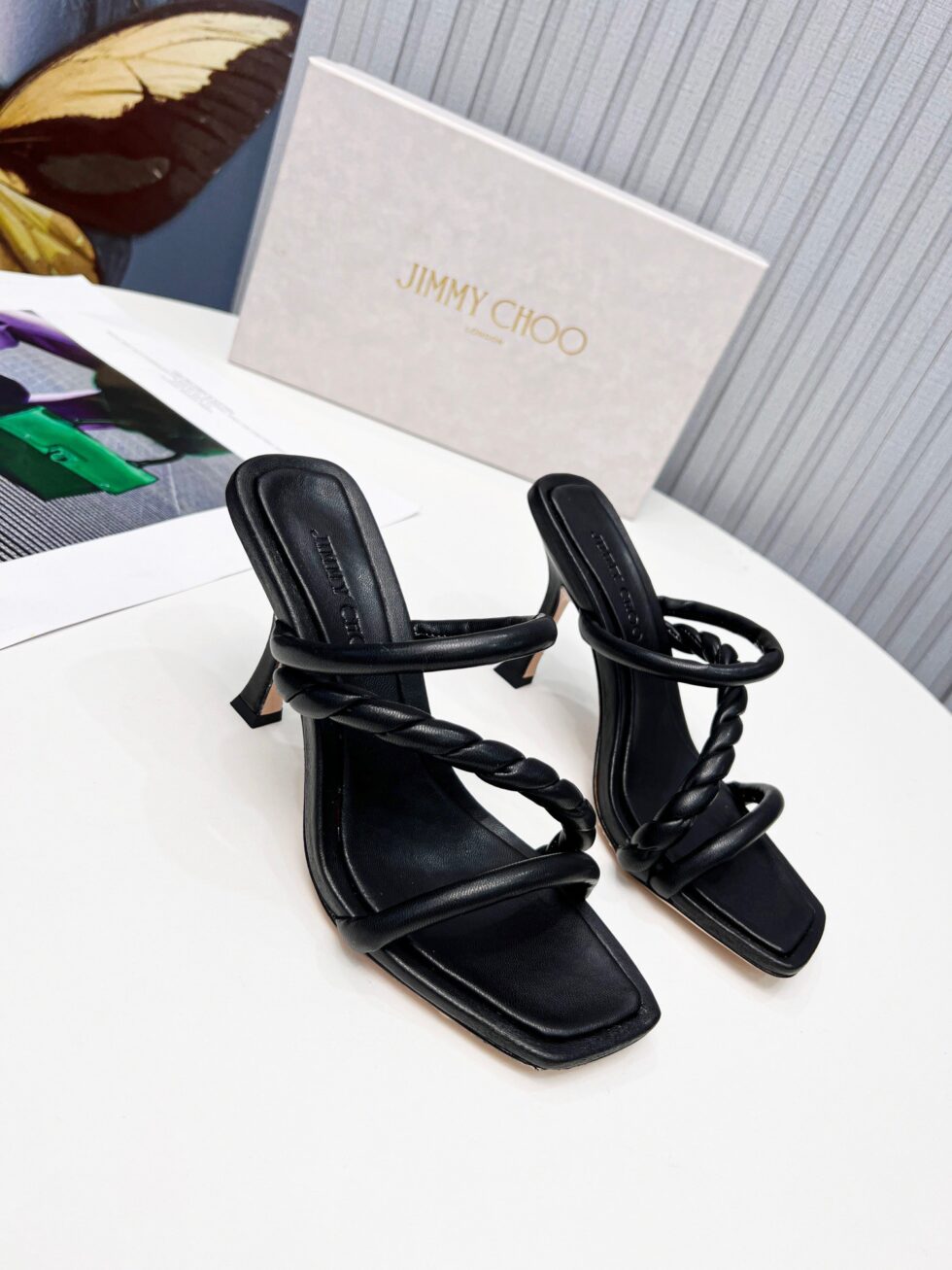 Replica Jimmy Choo Diosa 90 Sandals In Black Nappa Leather 108