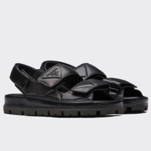 Replica Prada Padded Sandals In Black Nappa Leather