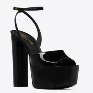 Replica Saint Laurent Jodie Platform Sandals In Black Patent Leather