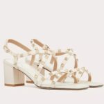 Replica Valentino Rockstud Sandals 60MM with Straps in White Leather