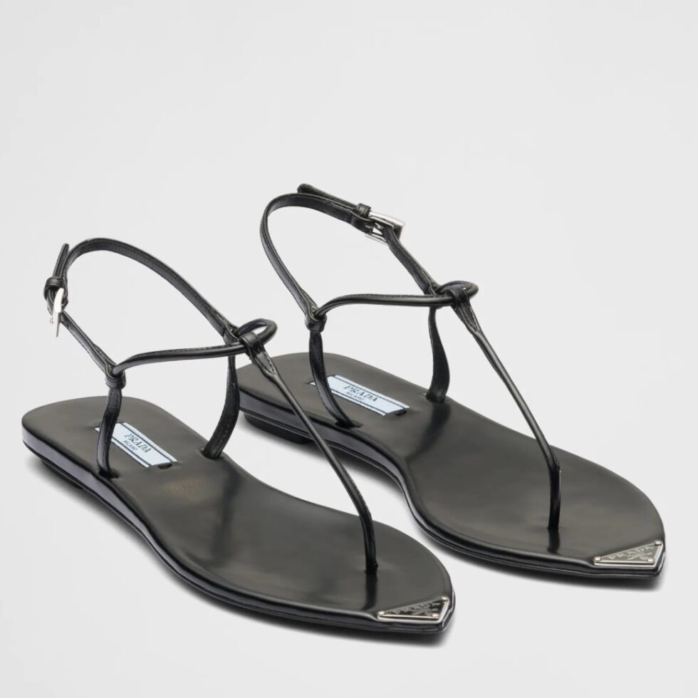 Replica Prada Thong Sandals In Black Brushed Leather 104