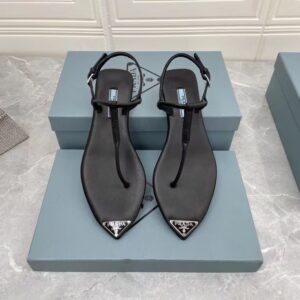 Replica Prada Thong Sandals In Black Brushed Leather 2