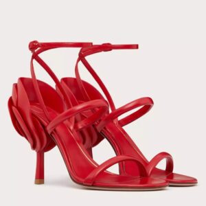 Replica Valentino Roserouche Sandals 1959 100mm in Red Calfskin