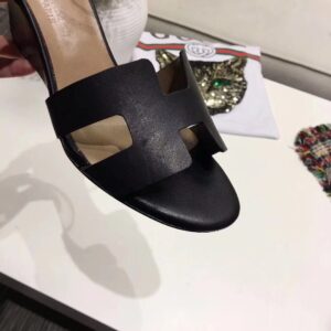 Replica Hermes Legend Wedge Sandals In Black Calfskin 2