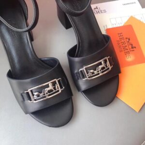 Replica Hermes Viaggio 60MM Sandals In Black Calfskin 2