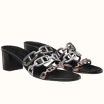 Replica Hermes Tandem 50mm Sandals In Gold/Silver Lambskin