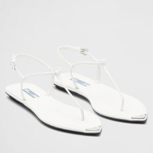 Replica Prada Thong Sandals In White Brushed Leather