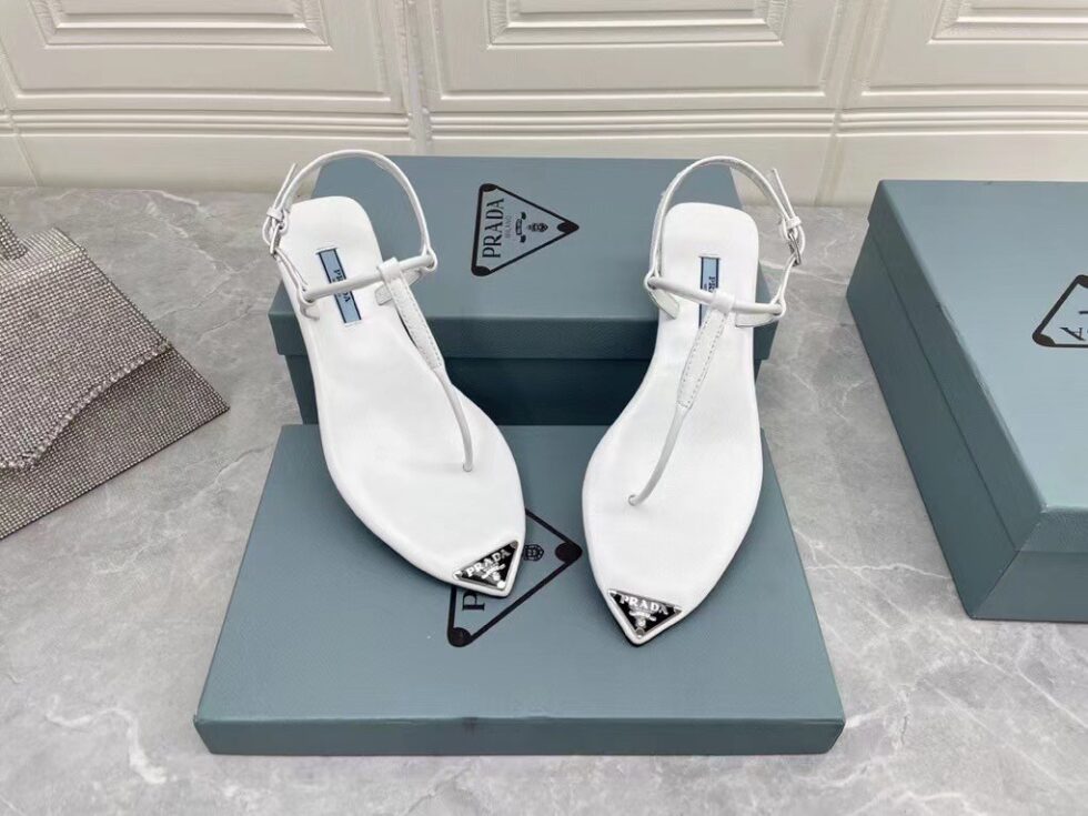 Replica Prada Thong Sandals In White Brushed Leather 109