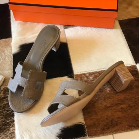 Replica Hermes Oasis Slide Sandals 50mm In Taupe Epsom Calfskin