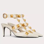 Replica Valentino Roman Stud Pumps 80mm In White Calfskin