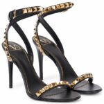 Replica Valentino Rockstud No Limit Sandal 100mm In Black Lambskin