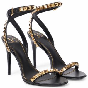 Replica Valentino Rockstud No Limit Sandal 100mm In Black Lambskin