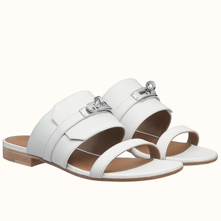 Replica Hermes Avenue Sandals In White Calfskin