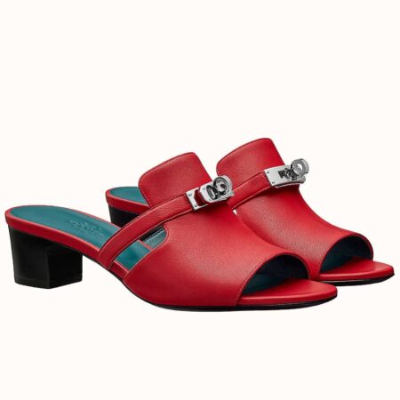 Replica Hermes Candy 40mm Sandals In Red Calfskin