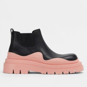 Replica Bottega Veneta BV Tire Ankle Boots with Pink Outsole