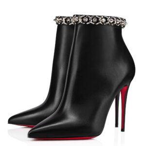 Replica Christian Louboutin Booty Chain Boots 100 In Black Leather