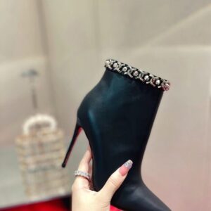 Replica Christian Louboutin Booty Chain Boots 100 In Black Leather 2