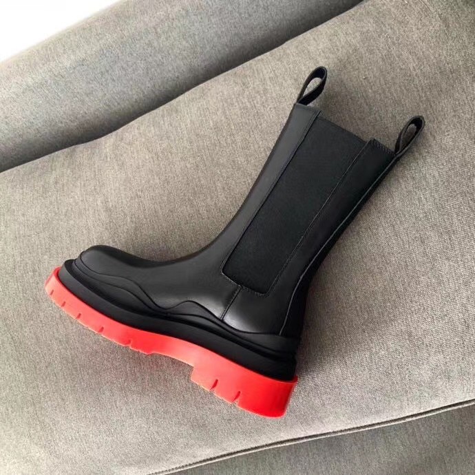 Replica Bottega Veneta BV Tire Chelsea Boots with Red Outsole 107