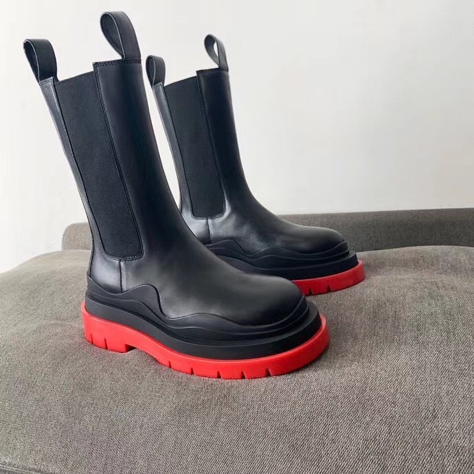 Replica Bottega Veneta BV Tire Chelsea Boots with Red Outsole 109