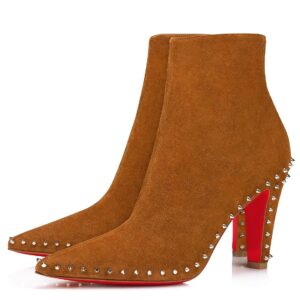 Replica Christian Louboutin Vidura Ankle Boots 85mm in Brown Suede Leather