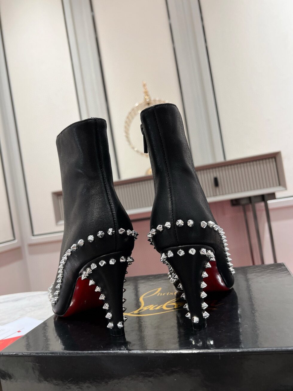 Replica Christian Louboutin Vidura Ankle Boots 85mm in Black Leather 107