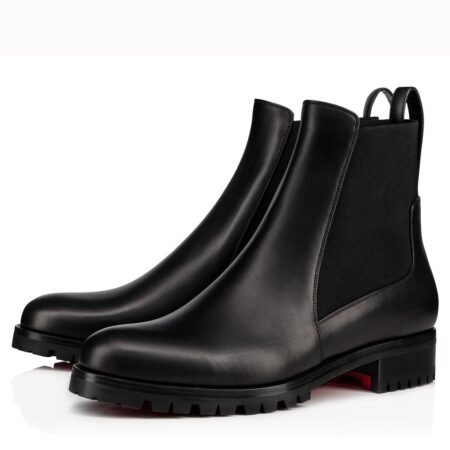 Replica Christian Louboutin Black Marchacroche Flat Ankle Boots