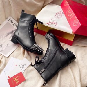 Replica Christian Louboutin Black Ts Croc Flat Ankle Boots 2