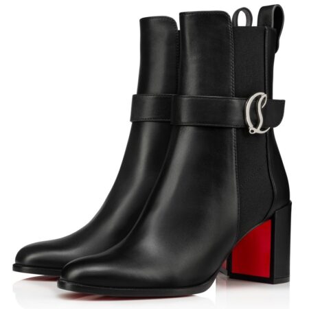 Replica Christian Louboutin CL Chelsea Ankle Boots 70MM in Black Leather