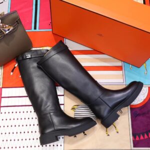 Replica Hermes Variation Boots In Black Calfskin 2