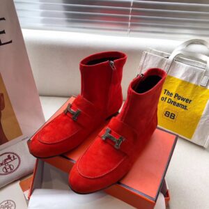 Replica Hermes Red Saint Honore Ankle Boots 2