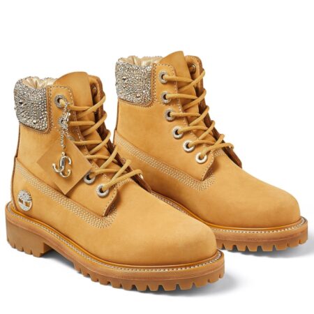 Replica Jimmy Choo JC X Timberland/F Nubuck Leather Boots with Crystal Collar