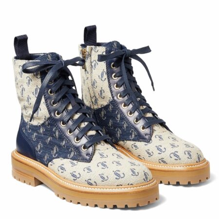 Replica Jimmy Choo Cora Flat Combat Boots In Monogram Jacquard