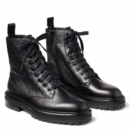 Replica Jimmy Choo Cora Flat Combat Boots In Black Leather