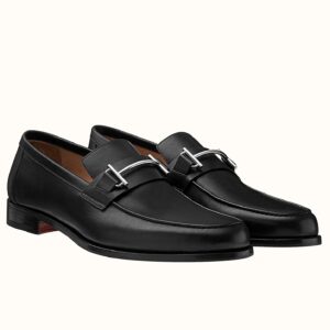 Replica Hermes Men’s Sydney Loafers In Black Calfskin