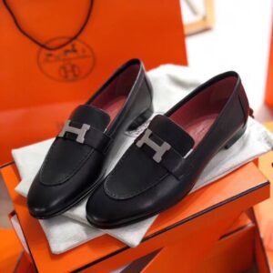 Replica Hermes Women’s Paris Loafers In Black Goatskin 2