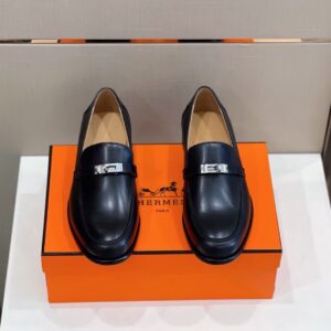 Replica Hermes Men’s Destin Loafers In Noir Calfskin 2