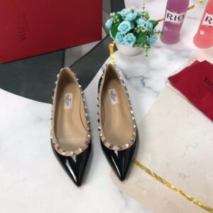 Replica Valentino Rockstud Ballet Flats In Black Patent Leather 2