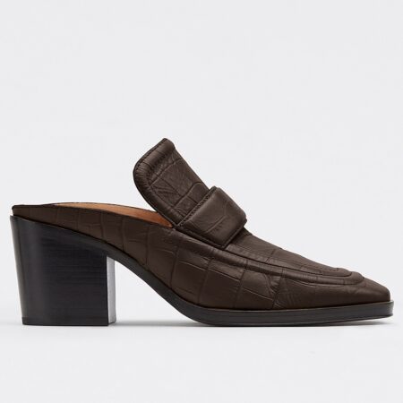 Replica Bottega Veneta Mules In Fondant Crocodile Embossed Leather