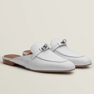 Replica Hermes Women’s Oz Mules in White Leather