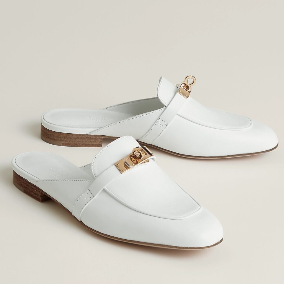 Replica Hermes Women’s Oz Mules in White Calfskin 104