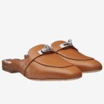 Replica Hermes Oz Mules In Caramel Calfskin