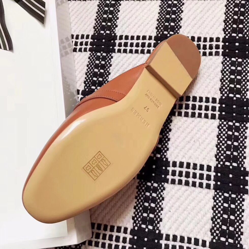 Replica Hermes Oz Mules In Caramel Calfskin 106