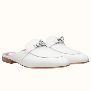 Replica Hermes Oz Mules In White Calfskin