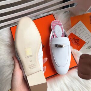 Replica Hermes Oz Mules In White Calfskin 2