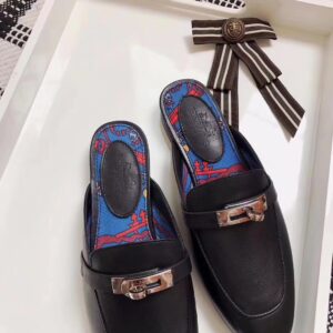 Replica Hermes Oz Mules In Black Calfskin 2