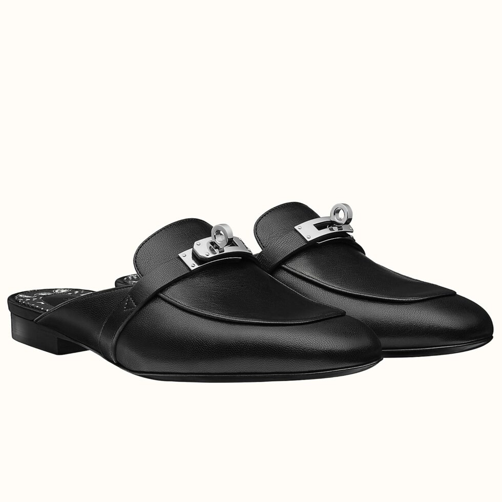 Replica Hermes Oz Mules In Noir Calfskin 104